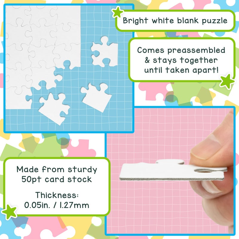 Hygloss 12 Blank Jigsaw Puzzles â€“ 5.5 x 8 Inch, 28 Pieces Each â€“ Hygloss DYI Party invites, Perfect for Decorating, Kids' Activities, Arts & Crafts or Party Favors - Puzzle Pieces to Draw On for Crafts - Image 4